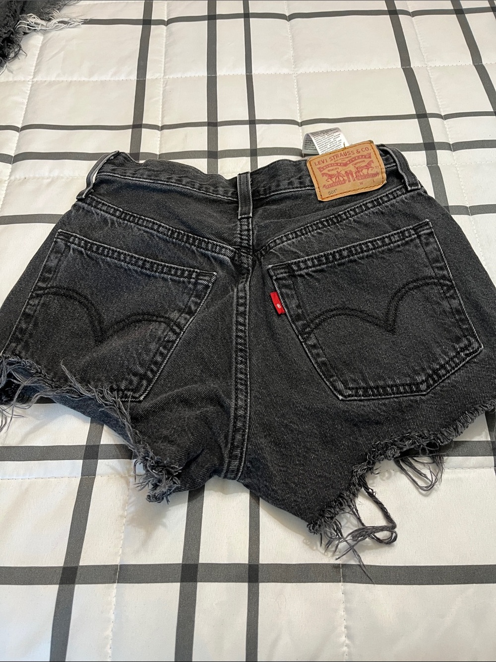 Levi's Black Frayed Denim Cutoff Shorts